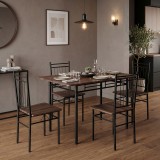 Set ngrënieje Roza pakoworld 5 copë MDF arre dhe këmbë metalike të zeza 110x60x75cm