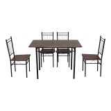 Set ngrënieje Roza pakoworld 5 copë MDF arre dhe këmbë metalike të zeza 110x60x75cm