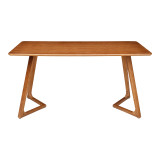 Tavolinë ngrënieje Pendra pakoworld mdf arrë me këmbë druri masiv 150x80x75cm