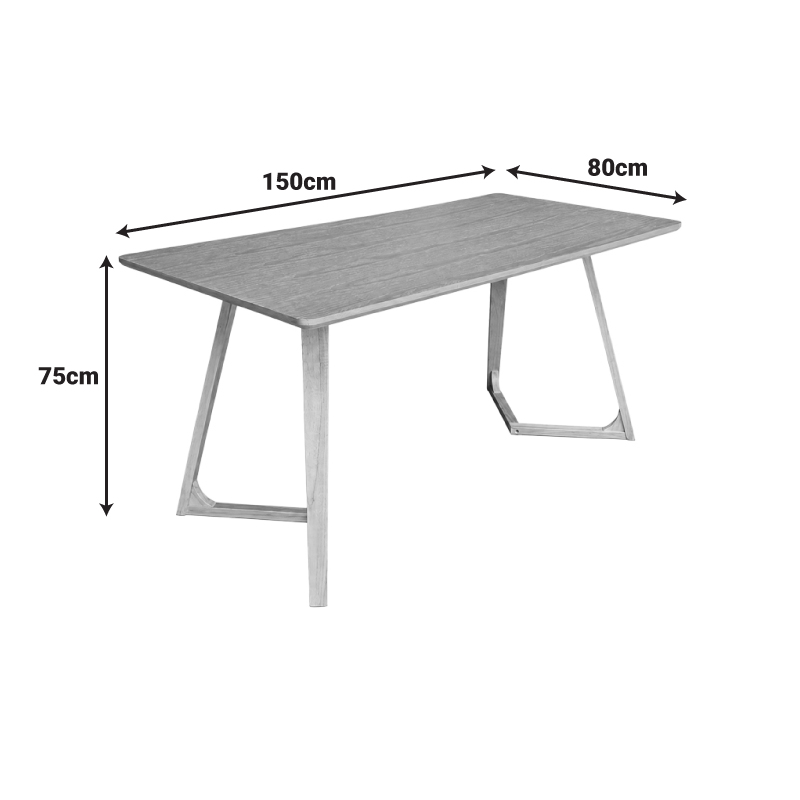 Tavolinë ngrënieje Pendra pakoworld mdf me këmbë druri masiv me finiturë sonoma 150x80x75cm
