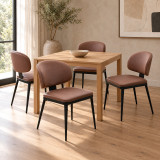 Karrige Leyla pakoworld PU kafe me metal të zi 46x46x82.5cm