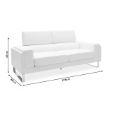 Divan 3 vendesh Shea pakoworld PU fildish-inox 198x80x87cm