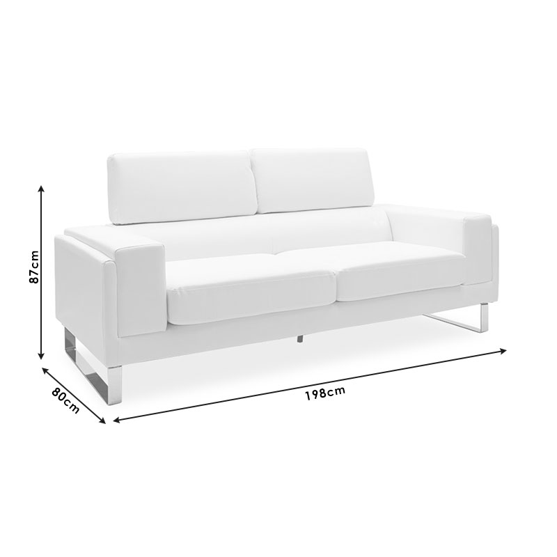 Divan 3 vendesh Shea pakoworld PU fildish-inox 198x80x87cm
