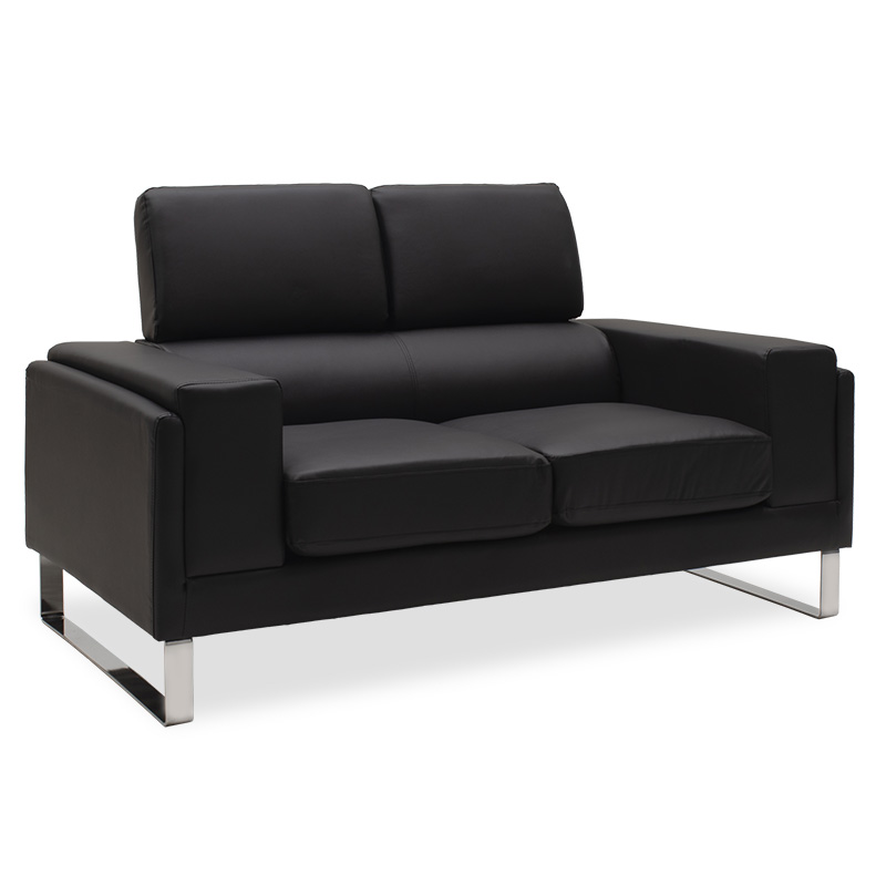 Divan 2 vendesh Shea pakoworld në pu-inox të zi 158x80x87cm