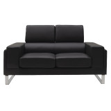 Divan 2 vendesh Shea pakoworld në pu-inox të zi 158x80x87cm