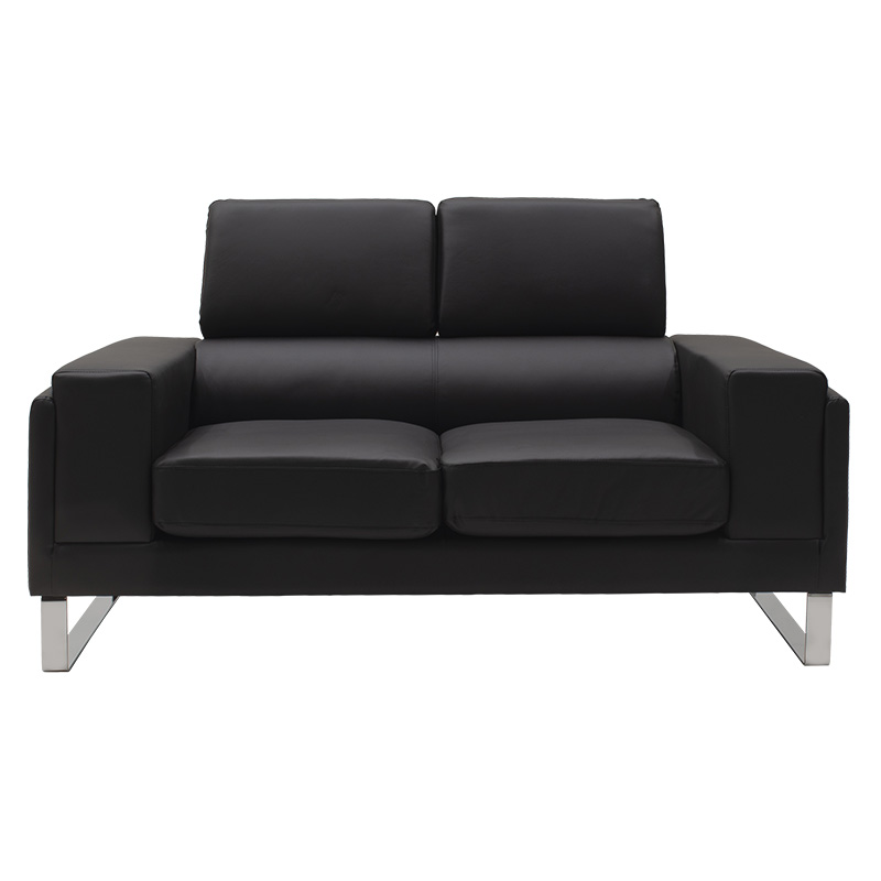 Divan 2 vendesh Shea pakoworld në pu-inox të zi 158x80x87cm