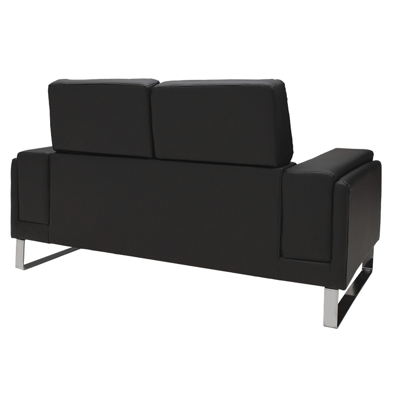 Divan 2 vendesh Shea pakoworld në pu-inox të zi 158x80x87cm