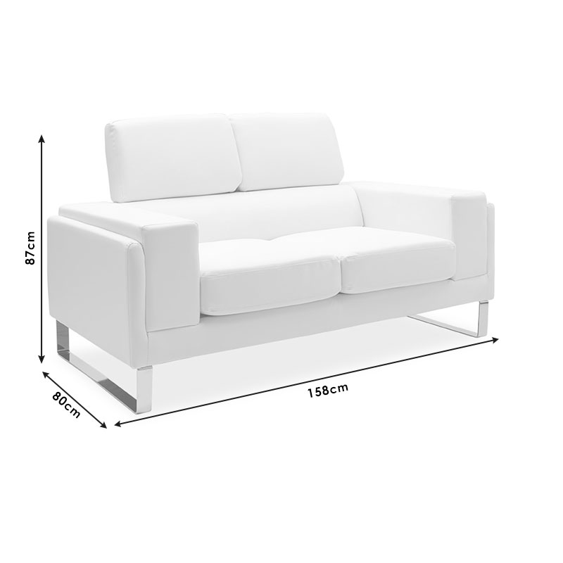 Divan 2 vendesh Shea pakoworld në pu-inox të zi 158x80x87cm
