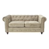 Divan dysh Chesterfield tip pakoworld prej kadifeje në nuancë bezhë 160x84x67cm