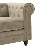 Divan dysh Chesterfield tip pakoworld prej kadifeje në nuancë bezhë 160x84x67cm