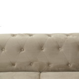Divan dysh Chesterfield tip pakoworld prej kadifeje në nuancë bezhë 160x84x67cm