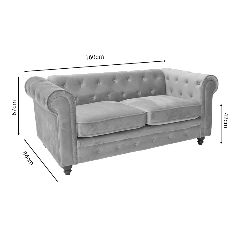 Divan dysh Chesterfield tip pakoworld prej kadifeje në nuancë bezhë 160x84x67cm