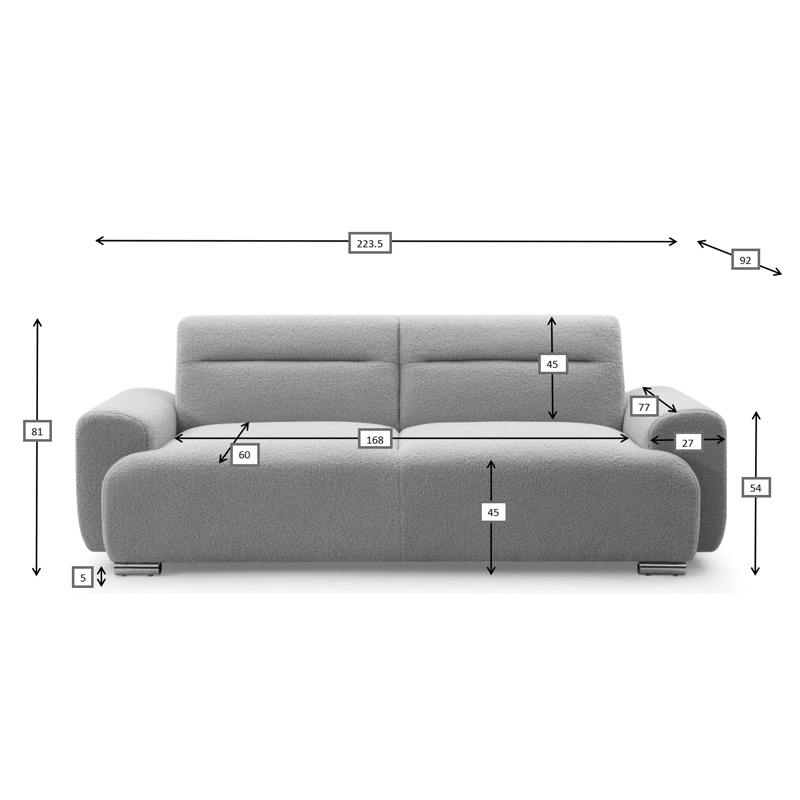 Divan trevendesh Harmonious pakoworld boucle bezhë 223.5x92x81cm