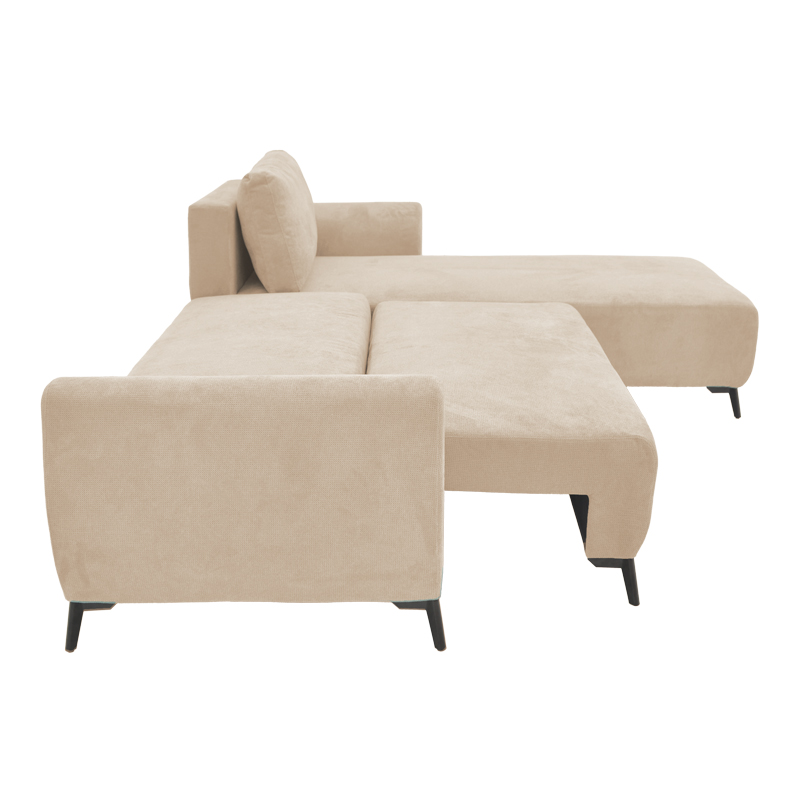 Divan krevat 3-vendësh me hapësirë ruajtjeje Settee Pakoworld pëlhurë në ngjyrë bezhë 286x204x93cm