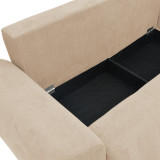 Divan krevat 3-vendësh me hapësirë ruajtjeje Settee Pakoworld pëlhurë në ngjyrë bezhë 286x204x93cm