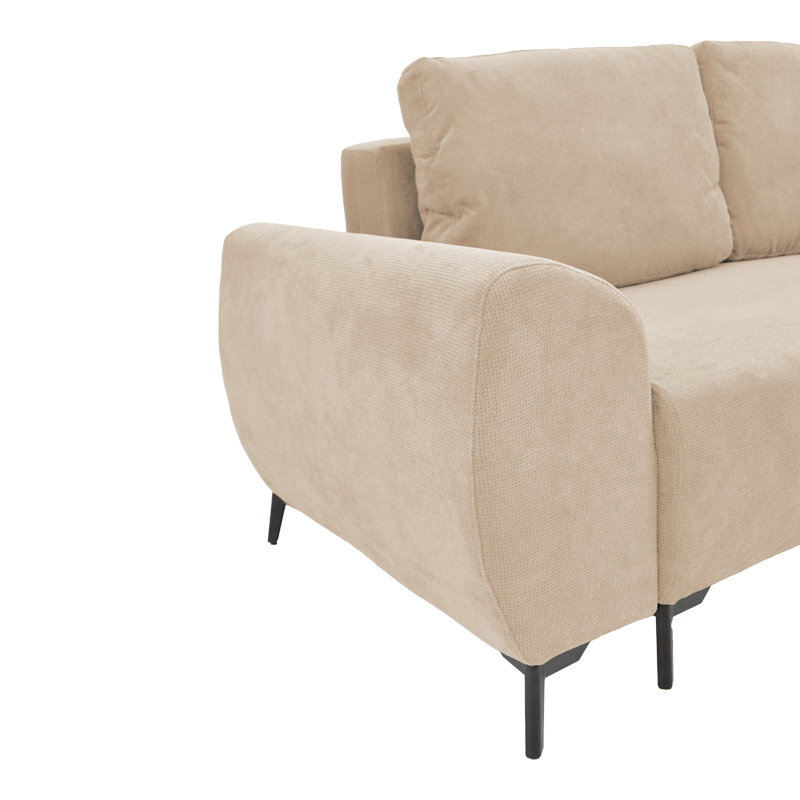 Divan krevat 3-vendësh me hapësirë ruajtjeje Settee Pakoworld pëlhurë në ngjyrë bezhë 286x204x93cm