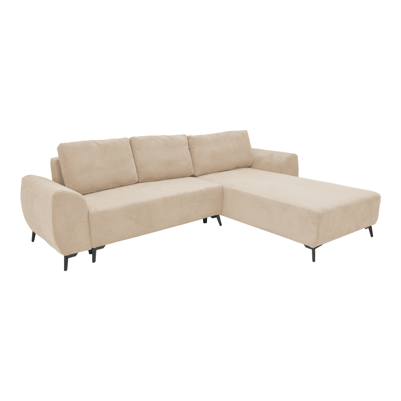Divan krevat 3-vendësh me hapësirë ruajtjeje Settee Pakoworld pëlhurë në ngjyrë bezhë 286x204x93cm