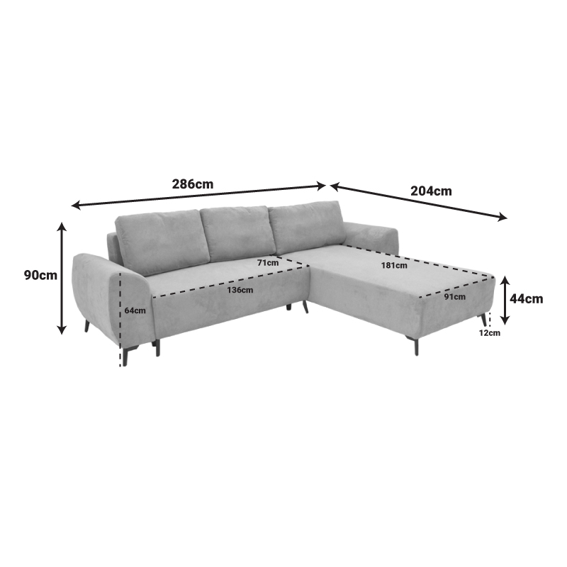 Divan krevat 3-vendësh me hapësirë ruajtjeje Settee Pakoworld pëlhurë në ngjyrë bezhë 286x204x93cm
