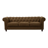 Divan 3-vendësh tip Chesterfield pakoworld PU kafe antike 203x84x67cm