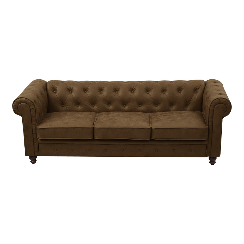 Divan 3-vendësh tip Chesterfield pakoworld PU kafe antike 203x84x67cm