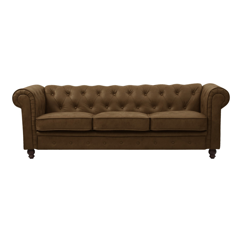 Divan 3-vendësh tip Chesterfield pakoworld PU kafe antike 203x84x67cm