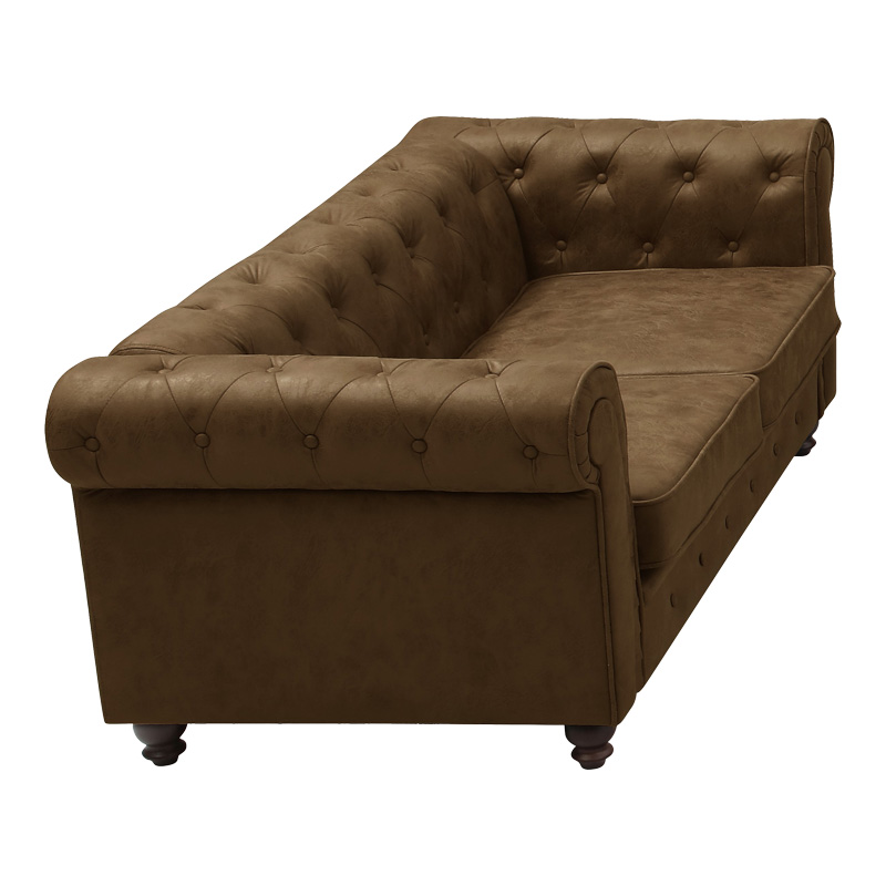 Divan 2-vendësh tip Chesterfield pakoworld PU kafe antike 160x84x67cm