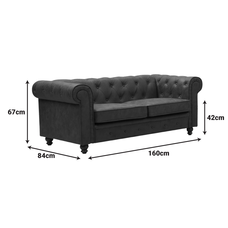 Divan 2-vendësh tip Chesterfield pakoworld PU kafe antike 160x84x67cm