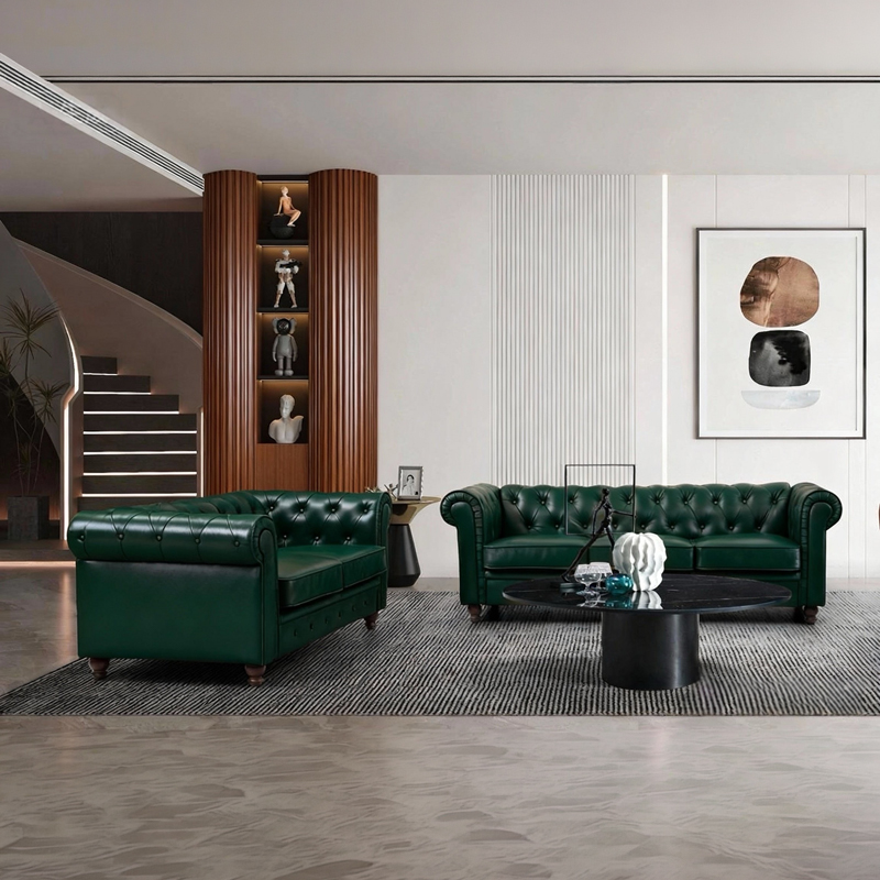 Divan trevendësh Chesterfield pakoworld pu cypress 203x84x67cm
