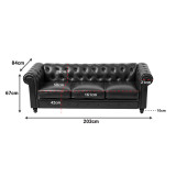 Divan trevendësh Chesterfield pakoworld pu cypress 203x84x67cm
