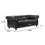 Divan dyvendësh Chesterfield pakoworld pu cypress 160x84x67cm