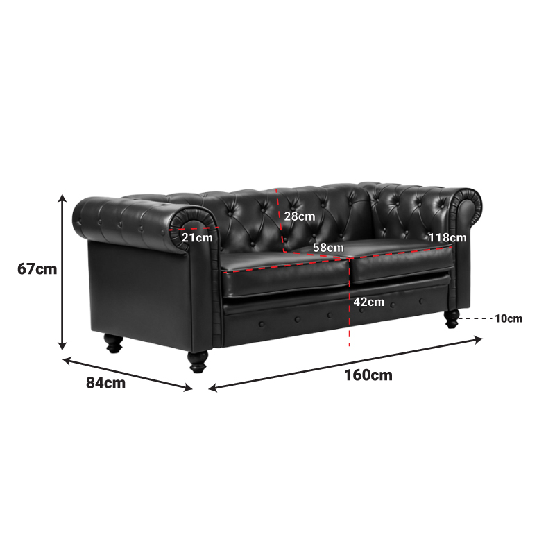 Divan dyvendësh Chesterfield pakoworld pu cypress 160x84x67cm