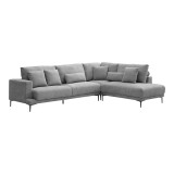 Divan këndi i majtë Maliva pakoworld pëlhurë gri 277x206x85cm