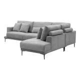 Divan këndi i majtë Maliva pakoworld pëlhurë gri 277x206x85cm