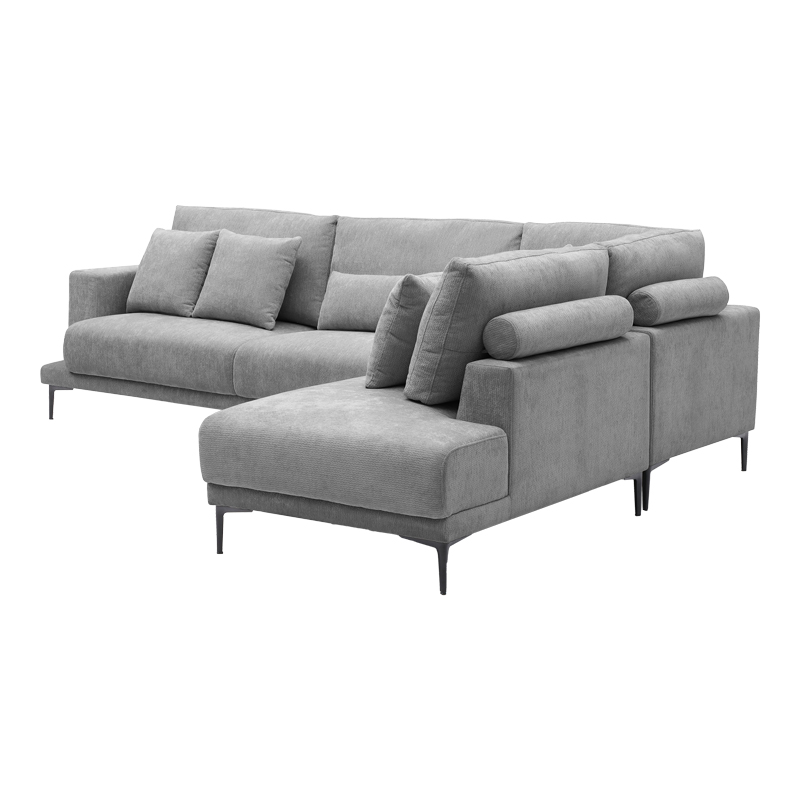 Divan këndi i majtë Maliva pakoworld pëlhurë gri 277x206x85cm