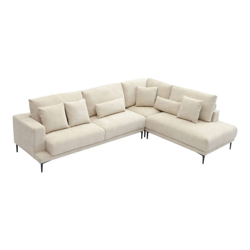 Divan këndi i majtë Maliva pakoworld pëlhurë beige 277x206x85cm