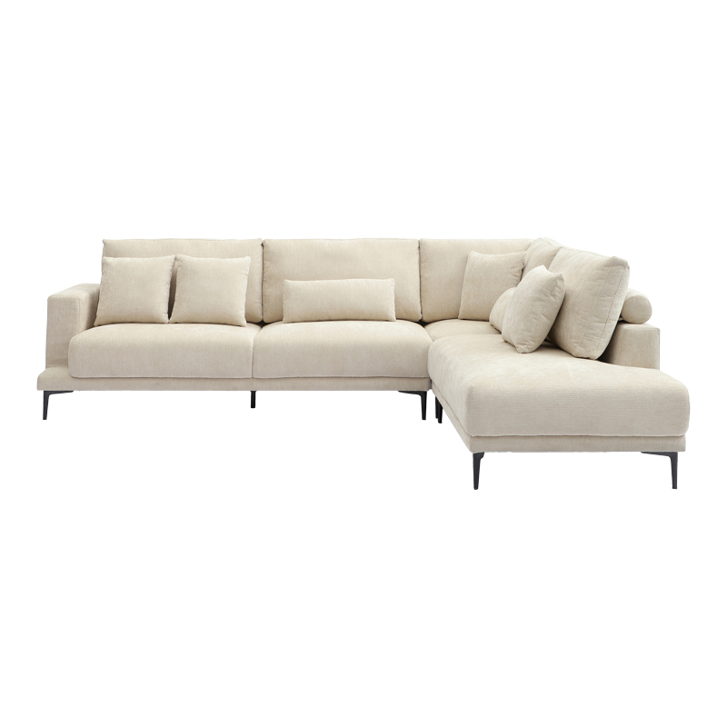 Divan këndi i majtë Maliva pakoworld pëlhurë beige 277x206x85cm