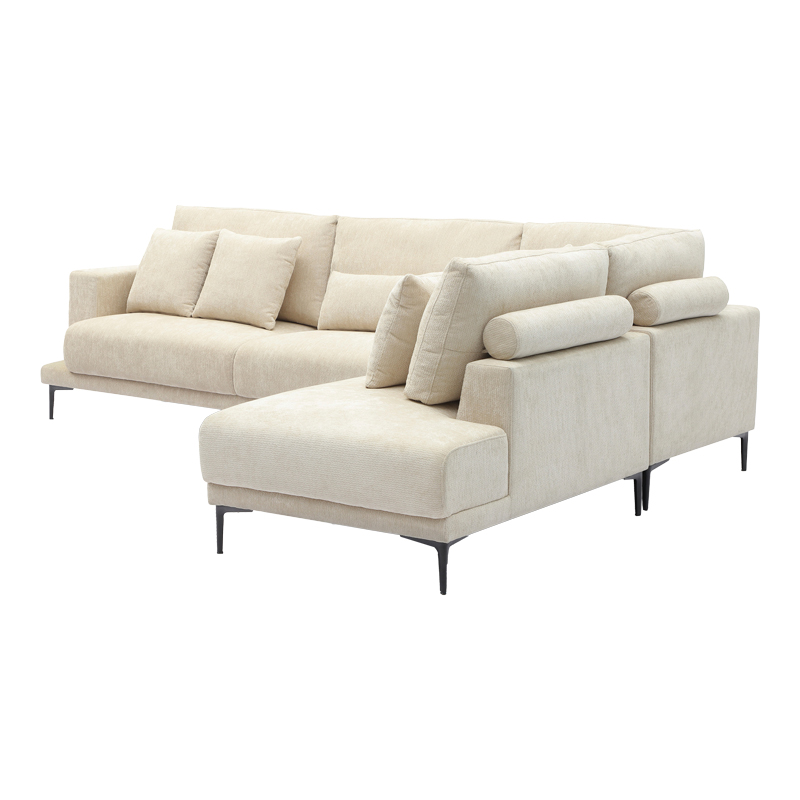 Divan këndi i majtë Maliva pakoworld pëlhurë beige 277x206x85cm