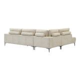 Divan këndi i majtë Maliva pakoworld pëlhurë beige 277x206x85cm