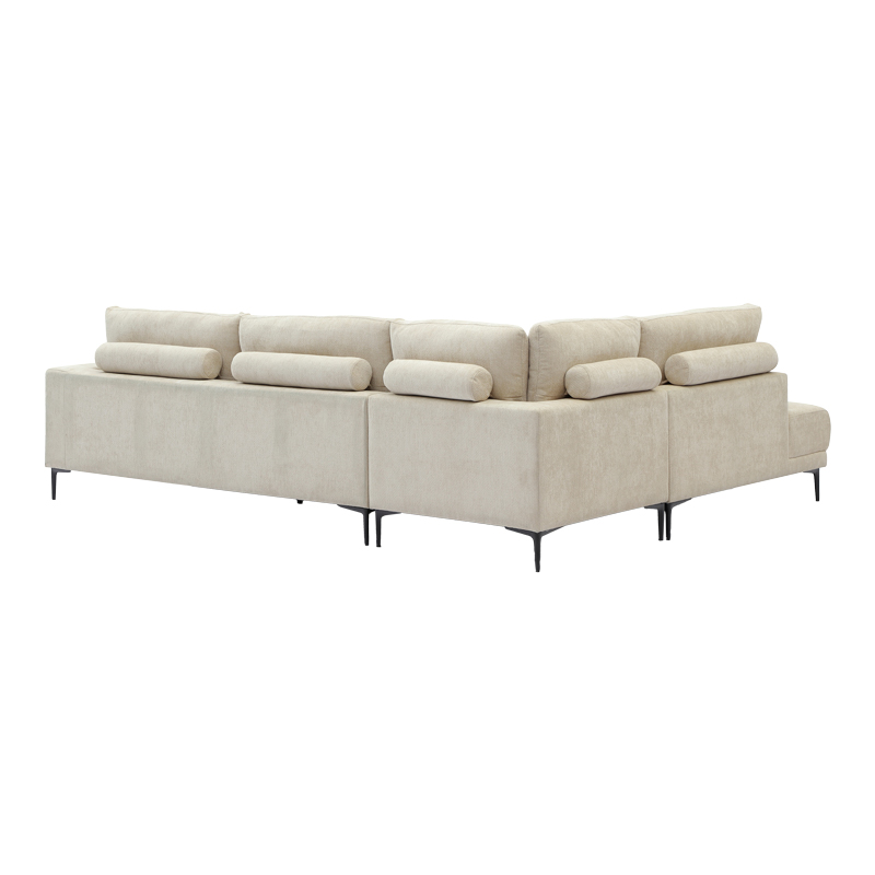 Divan këndi i majtë Maliva pakoworld pëlhurë beige 277x206x85cm