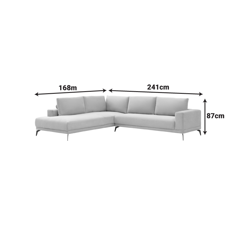 Divan këndi i djathtë Selio pakoworld pëlhurë beige 240x109x87cm