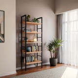 Bibliotekë Ramon pakoworld çelik natyral-i zi 60x28x160cm
