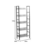 Bibliotekë Ramon pakoworld çelik natyral-i zi 60x28x160cm