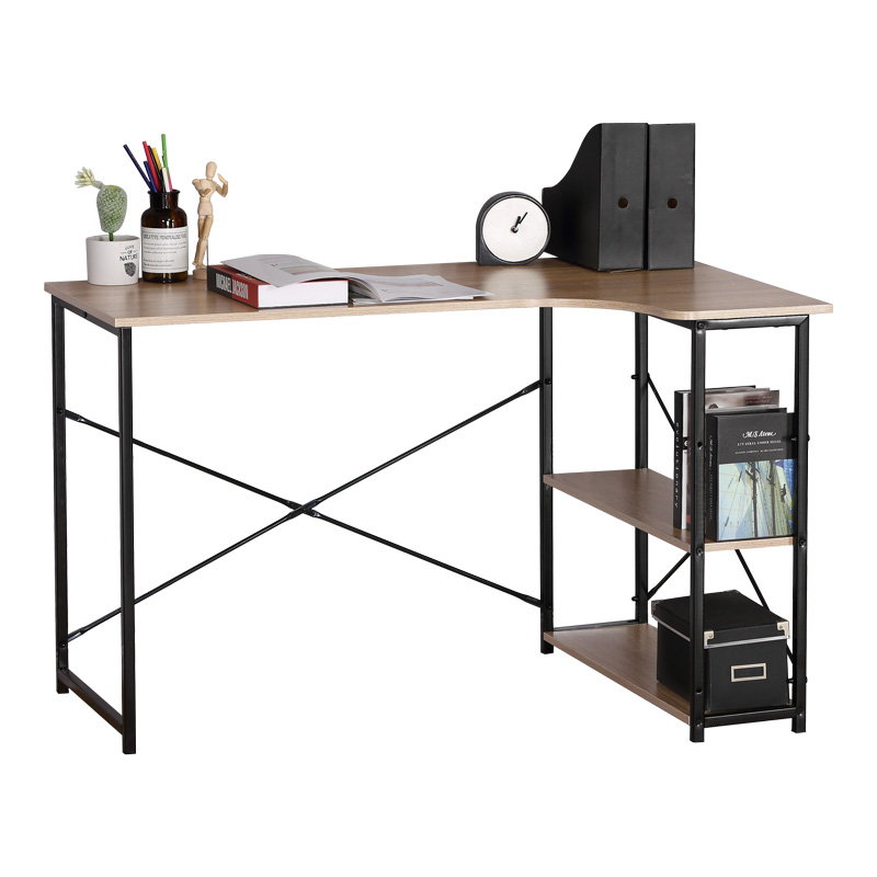 Tavolinë këndi Merlin pakoworld kënd i djathtë në nuancë lisi me metal të zi 120x73x75cm