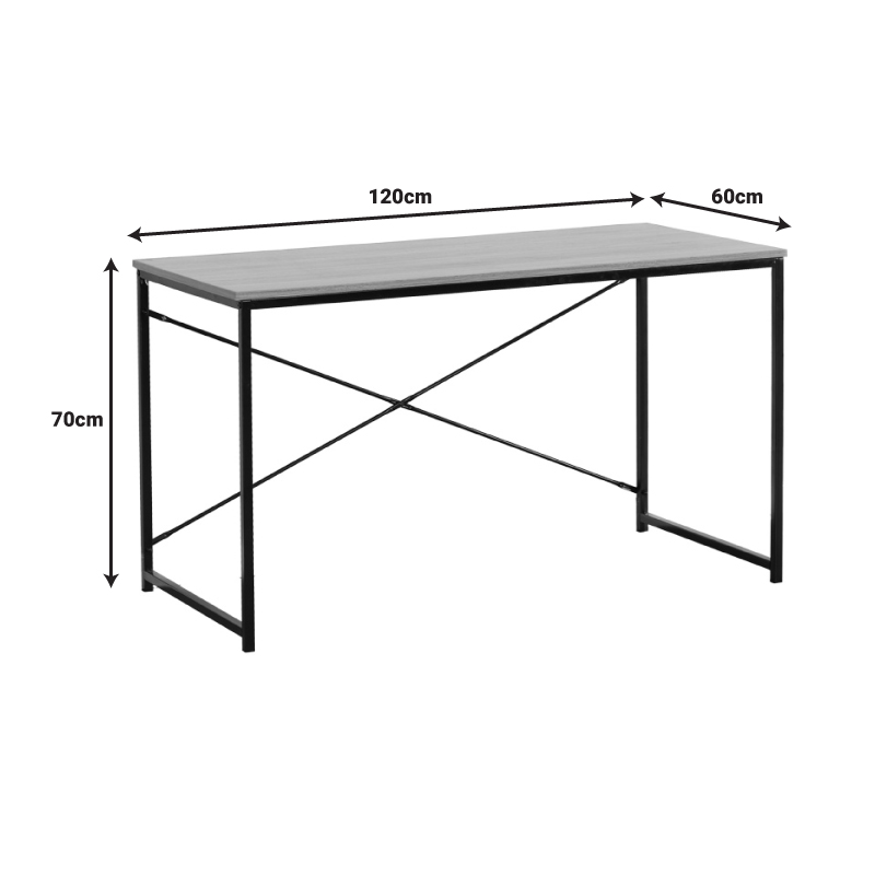 Tavolinë pune Bailon pakoworld në nuancë lisi me metal të zi 120x60x70cm