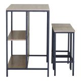 Set tavoline bari Bailon pakoworld në nuancë lisi me metal të zi 100x60x95cm