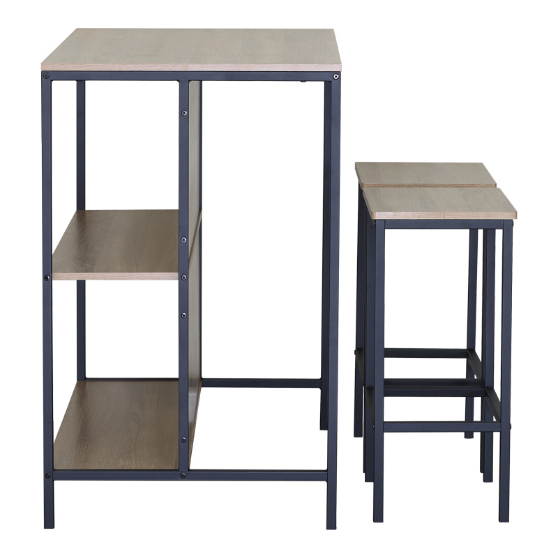 Set tavoline bari Bailon pakoworld në nuancë lisi me metal të zi 100x60x95cm