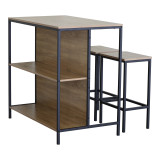 Set tavoline bari Bailon pakoworld në nuancë lisi me metal të zi 100x60x95cm