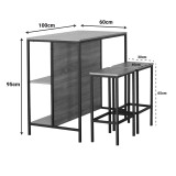 Set tavoline bari Bailon pakoworld në nuancë lisi me metal të zi 100x60x95cm