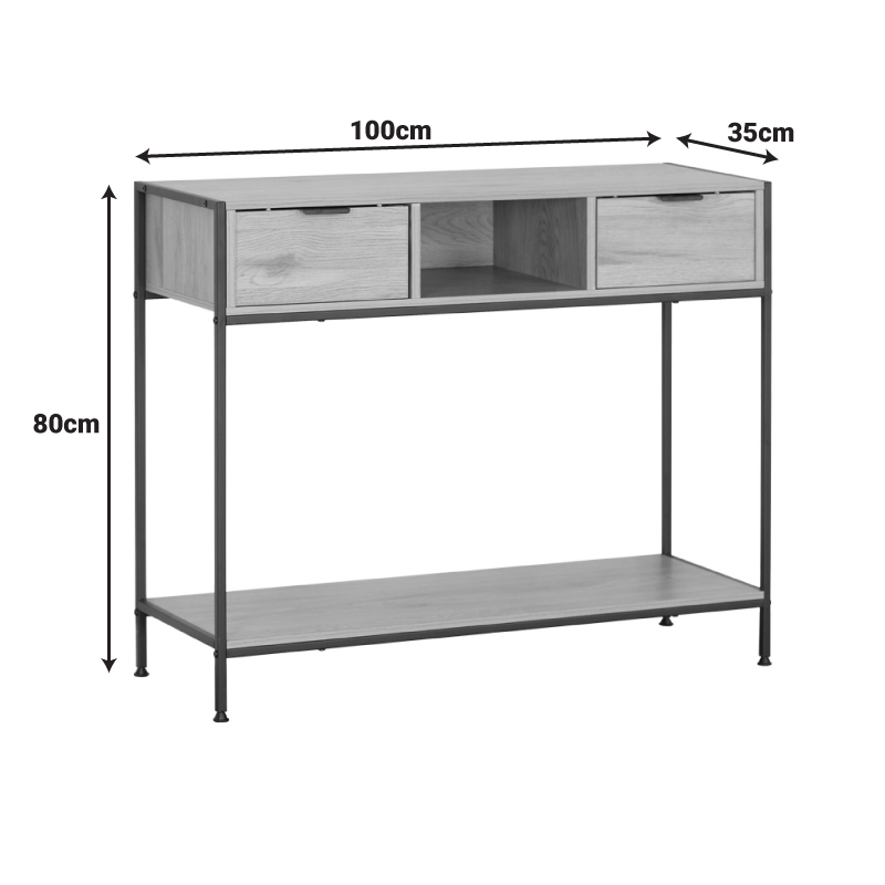 Konsolë Regando pakoworld në ngjyrë lisi me metal të zi 100x35x80cm