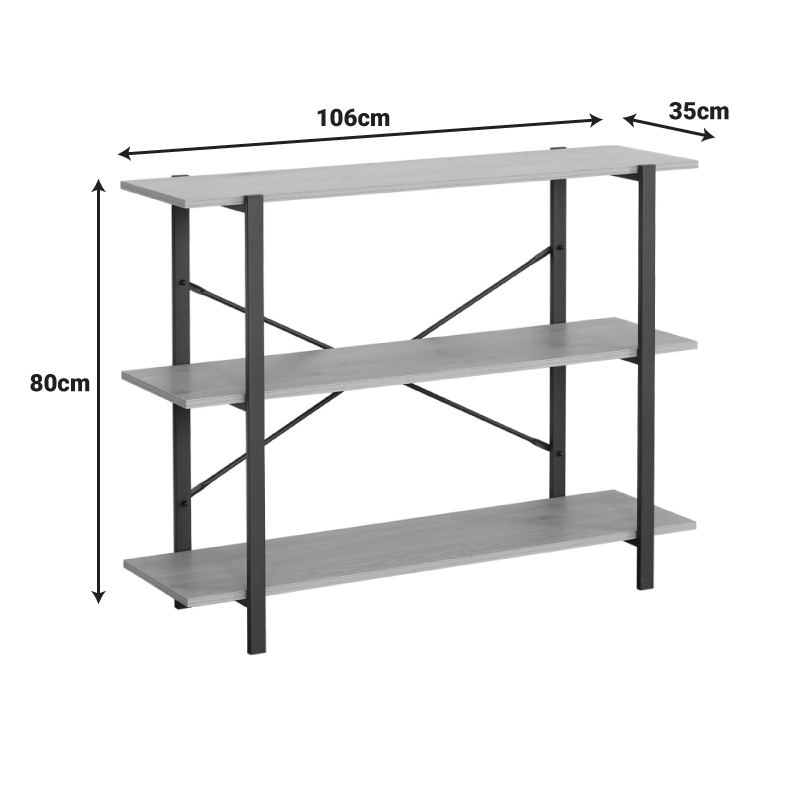 Raft dyshemeje Nebranzo pakoworld në ngjyrë lisi me metal të zi 106x35x80cm
